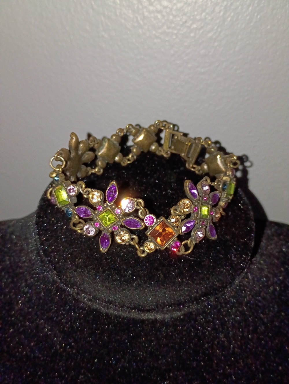 Vtg Purple Pink Blue Green Amber Bracelet  Jewelry